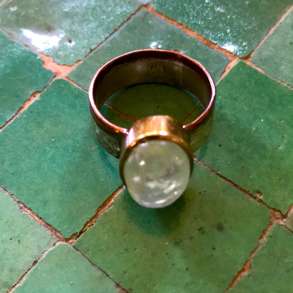 925 Sterling & copper moonstone ring, MOD, elegant